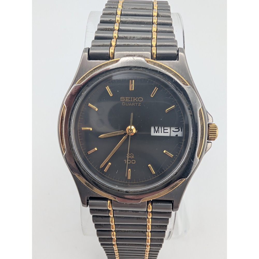 Seiko SQ100 Men's Watch 35mm Case 7.25" Band 8123-6480- For Parts/Repair
